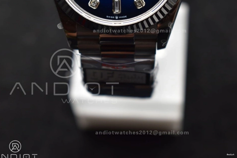 Best QF Diamond 904L Bracelet Comfortable (Gain Blue DayDate Edition Weight) Steel SS Dial vr3255 on 677 36 President V5 0806